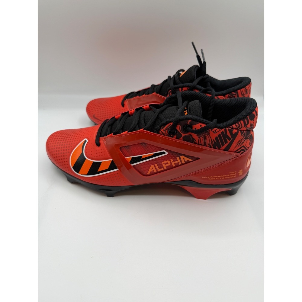 Nike Alpha Menace 4 Pro SE Football Cleats,Men's 13, Red Orange Black FQ3984-600 - Picture 7 of 12